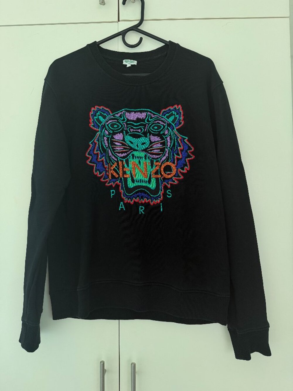 Kenzo Paris Tiger Embroidered Sweatshirt Black Teal Purple Large